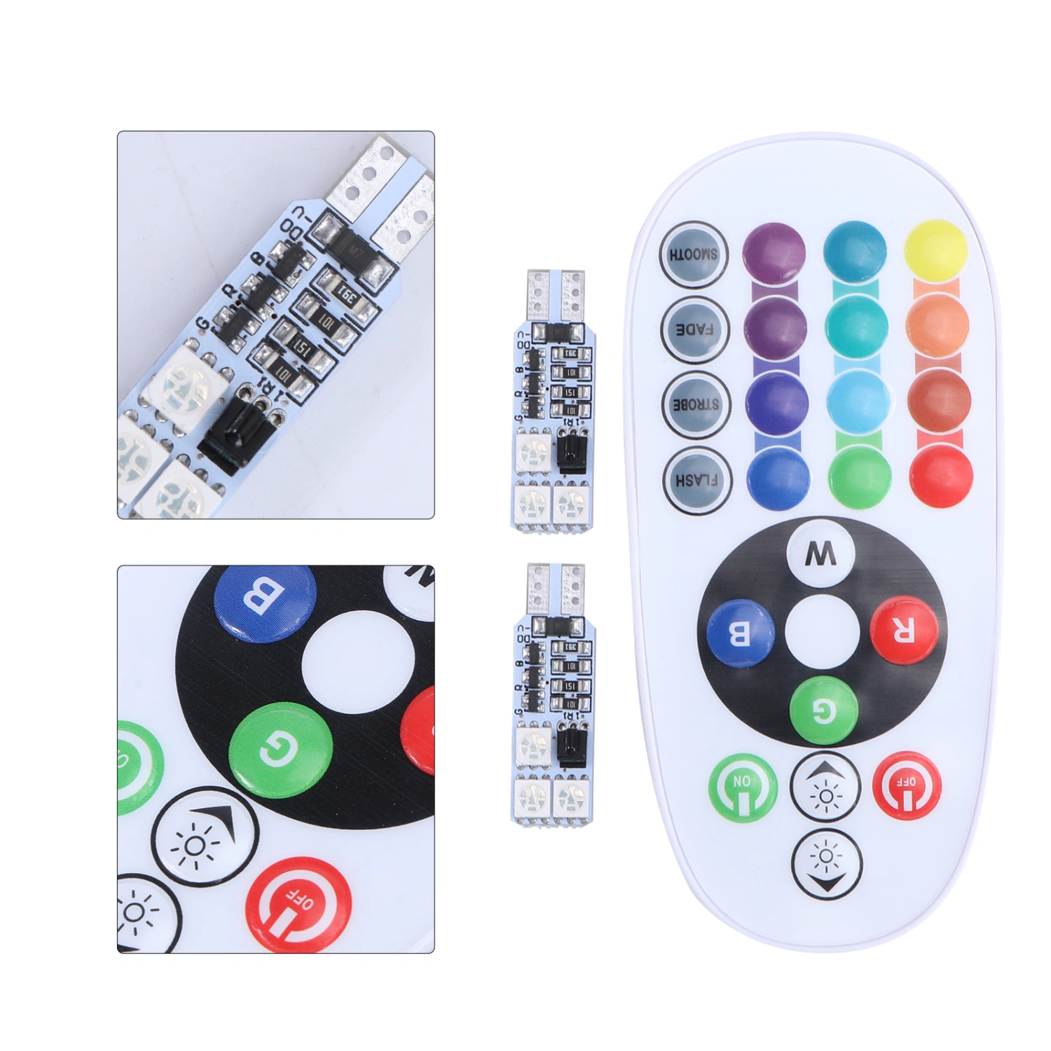 1 Pair T10 5050 6SMD 12V Auto Remote Controlled Colorful Led Lamp Car Interior Lights Car License Plate lights