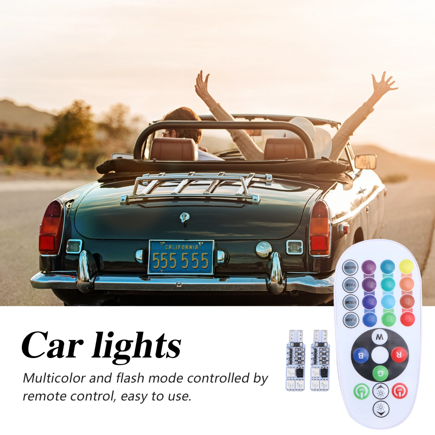 1 Pair T10 5050 6SMD 12V Auto Remote Controlled Colorful Led Lamp Car Interior Lights Car License Plate lights