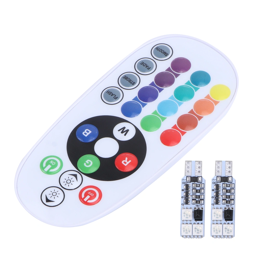 1 Pair T10 5050 6SMD 12V Auto Remote Controlled Colorful Led Lamp Car Interior Lights Car License Plate lights