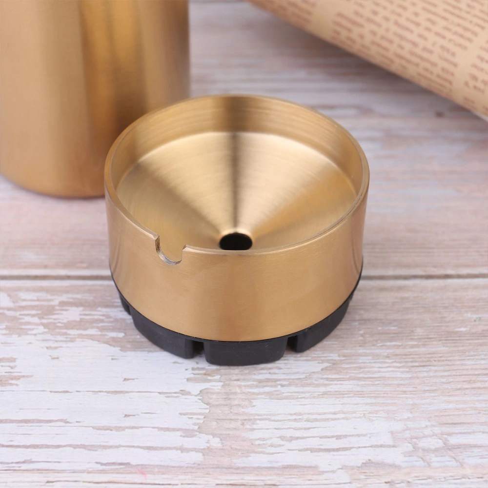 1Pc Multifunction Car Ashtray Creative Trash Bin Portable Cigarette Ash Holder Cup Size L(Golden)