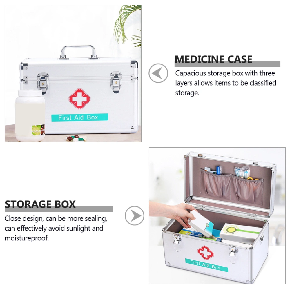 1Pc 14in Large Capacity Medicine Box Multi-layer First Aid Box Medicine Holder