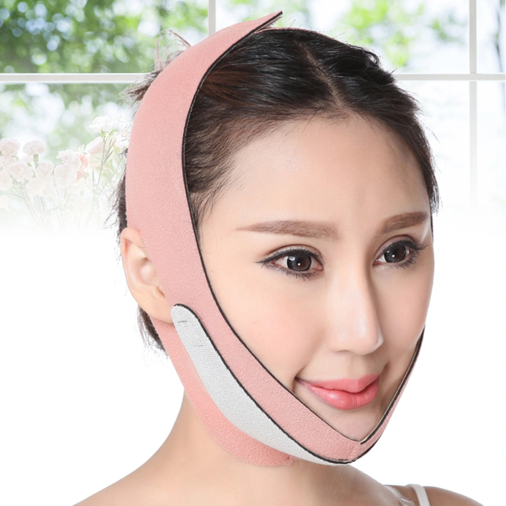 1pc Face Lifing Mask Artifact Small V Line Face Bandage Thin Masseter Muscle Chin Strap (Pink)