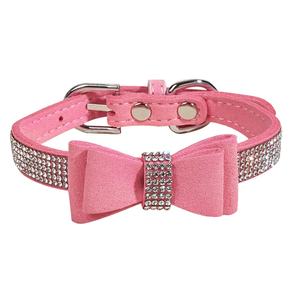 1 Set Rhinestone Dog Collar Adjustable Bowknot Dog Collar Dog Training Collar