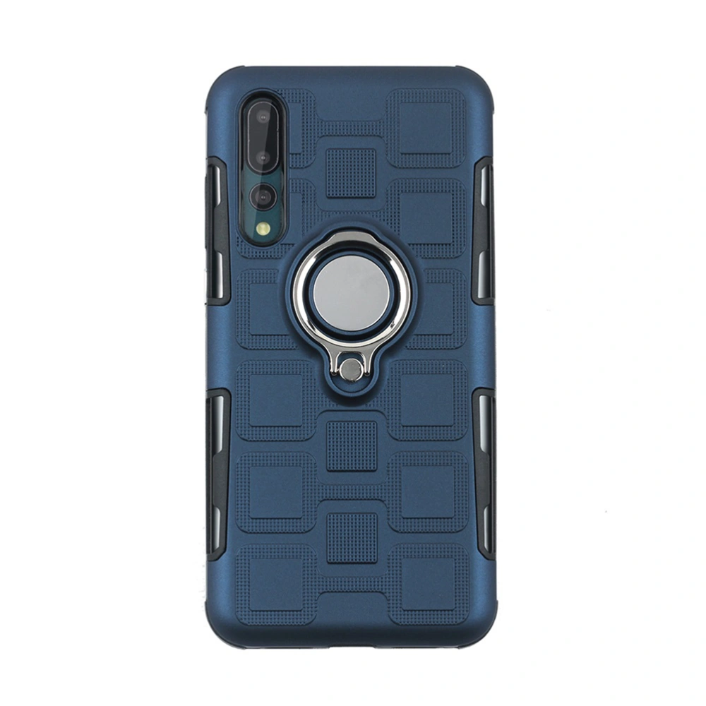 Phone Cover Two-in-one Hybrid Sturdy Durable TPU and PC Creative Three-dimensional Texture Car Magnetic Shock-resistant Anti-scratch Phone Case for HUAWEI P20 Pro (Dark Blue)