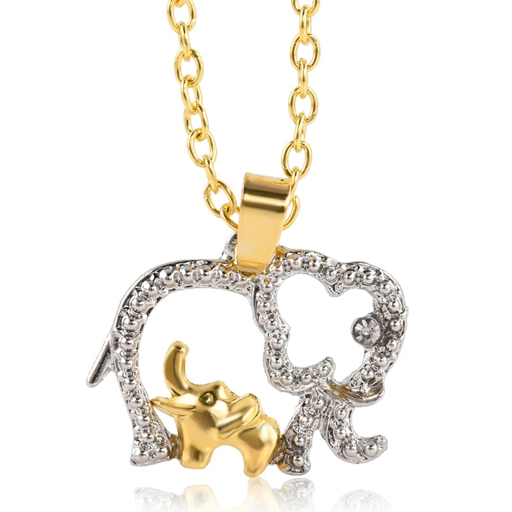 Elephant Mom and Child Necklace Elephant Charm Pendant Mom Daughter Necklace for Mother's Day Birthday