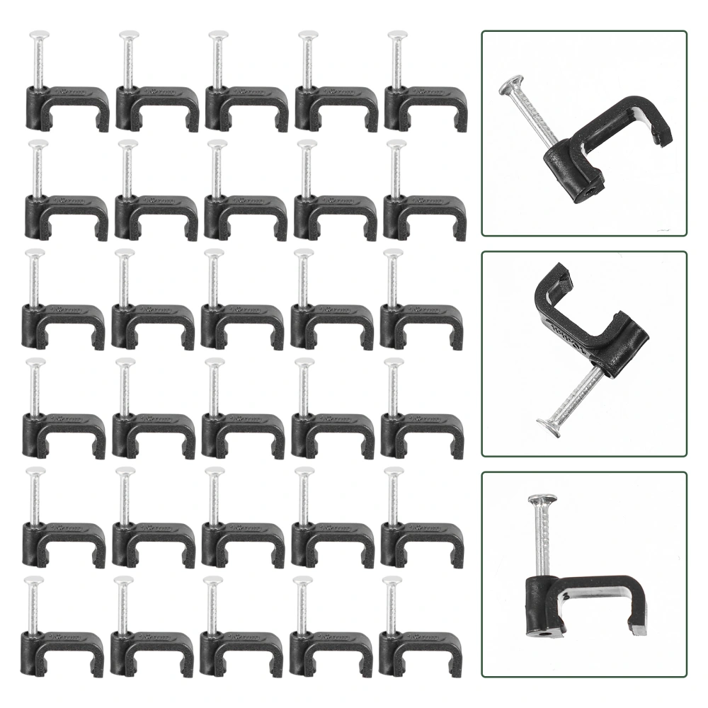 100Pcs Half Clamps Black J Hooks with Nails Pipe Support Clamps Fixing Tools