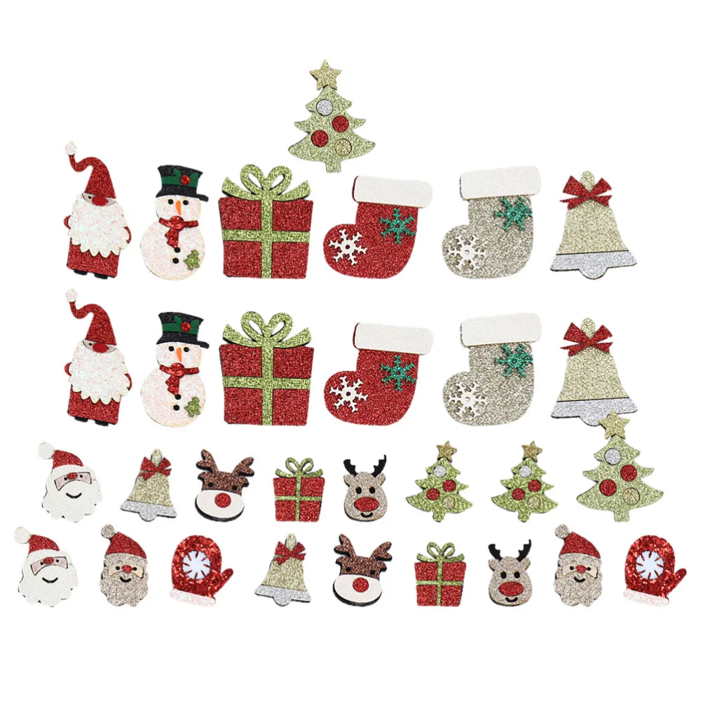 20Pcs Christmas Cloth Patch Glitter Embroidered Patches Sewing Appliques (Random Style)