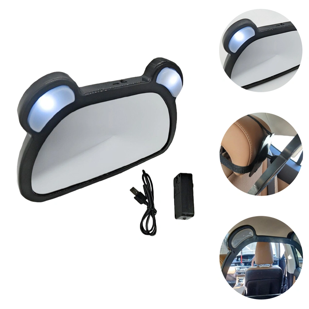 1pc USB Car Interior Rear Mirror Backseat Baby LED Ligthing Rearview Mirror