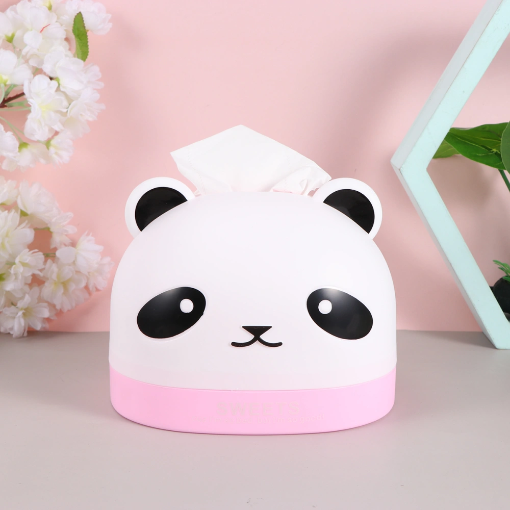 Household Desktop Tissue Box Cartoon Panda Tissue Box Creative Roll Paper Tissue Holder Paper Extraction Storage Box for Home (Pink)