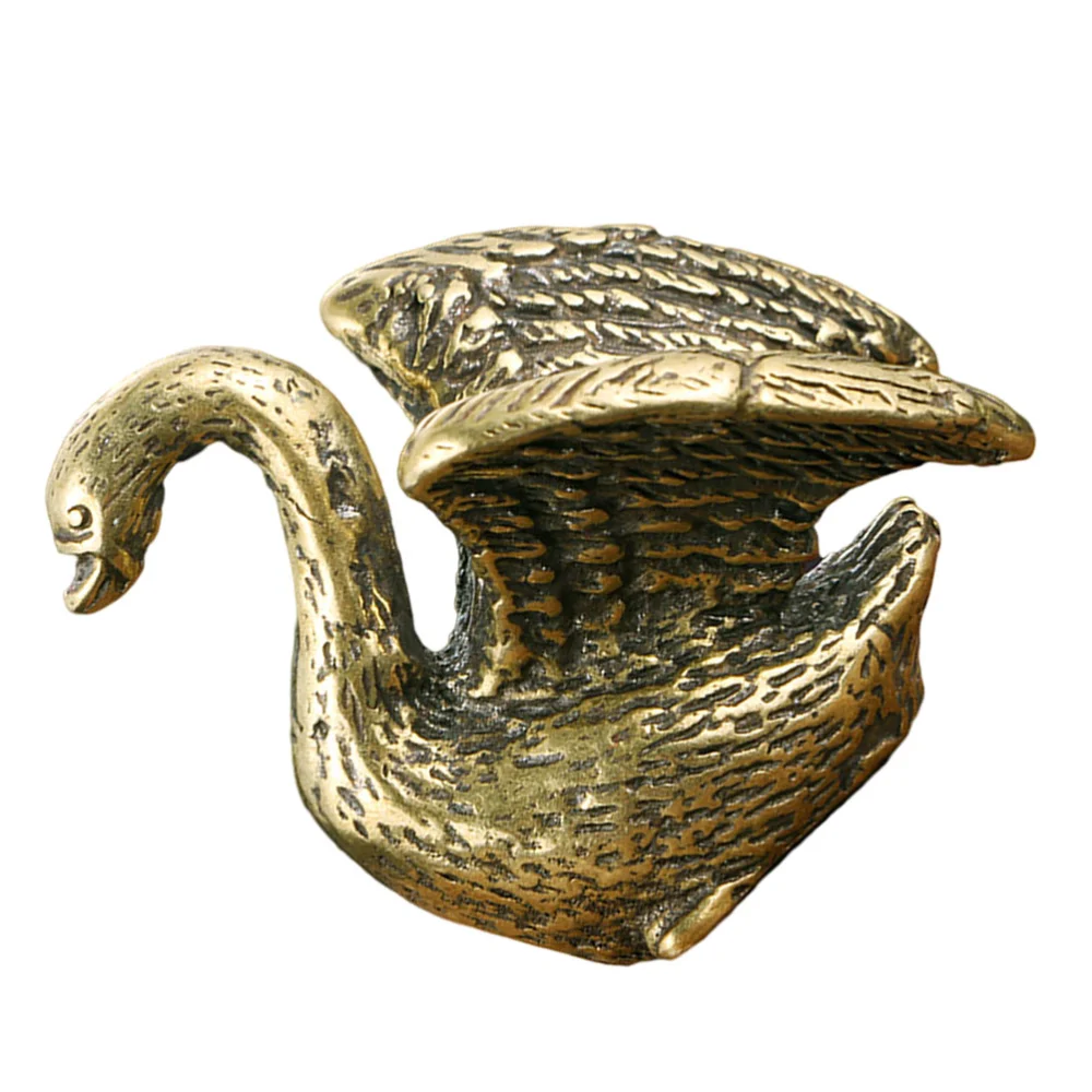 Retro Brass Swan Statue Home Desktop Decoration Small Brass Animal Figurine Golden