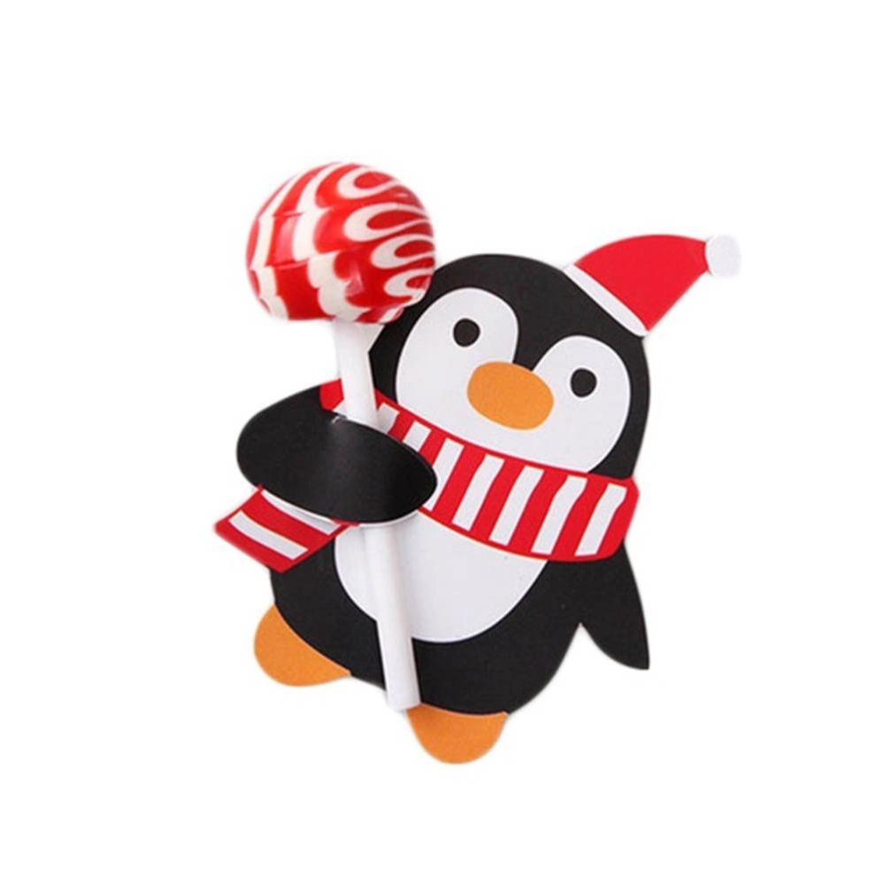 50pcs Lovely Penguin Santa Claus Lollipop Paper Christmas DIY Candy Decoration Xmas Birthday Party Supplies for Kids (Black)