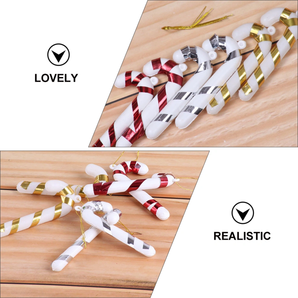 4pcs Christmas Tree Crutch Pendants Festive Adornments Random Color Strap