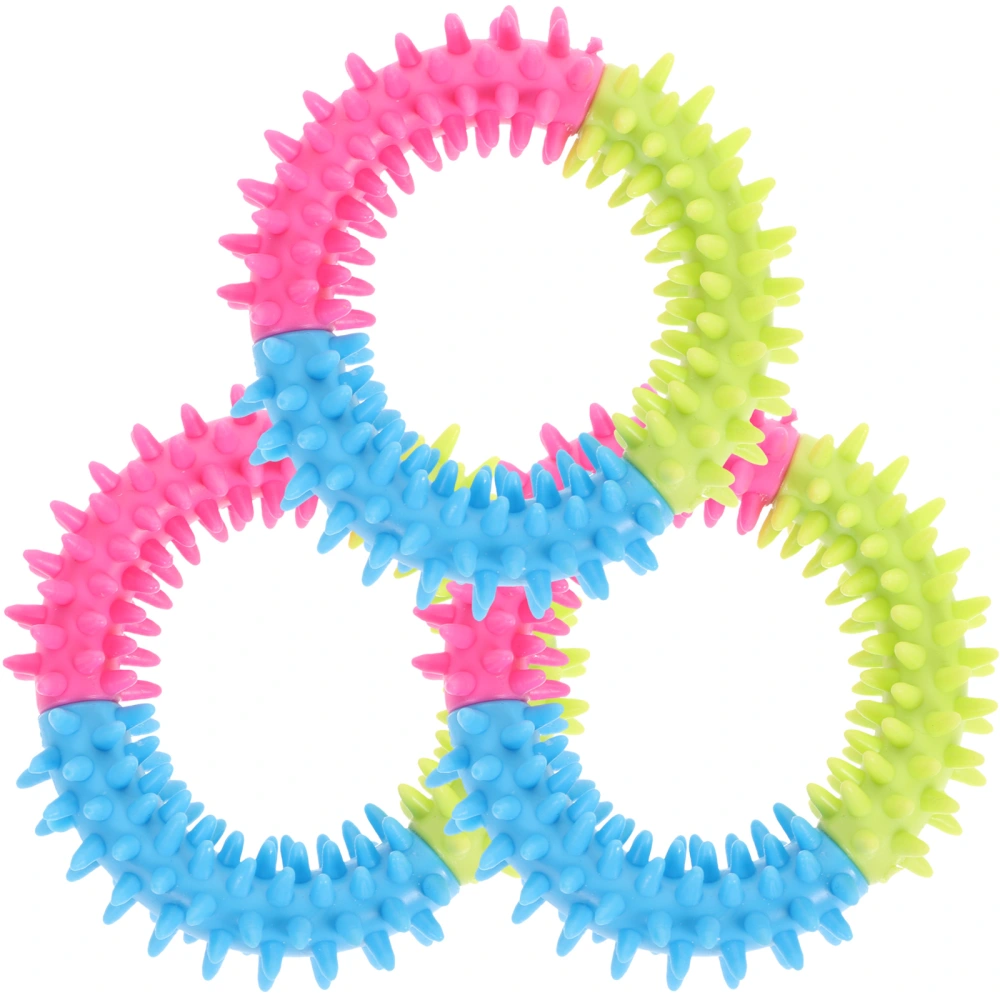 3pcs/pack Colorful Interesting Trainning Dog Toy Trichromatic Ring Chew Small Rubber Toys for Pet Dog