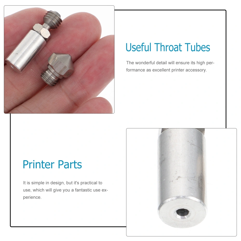 2 Sets Stainless Steel Throat Tube Nozzle Heads Accessories for 3D Printers