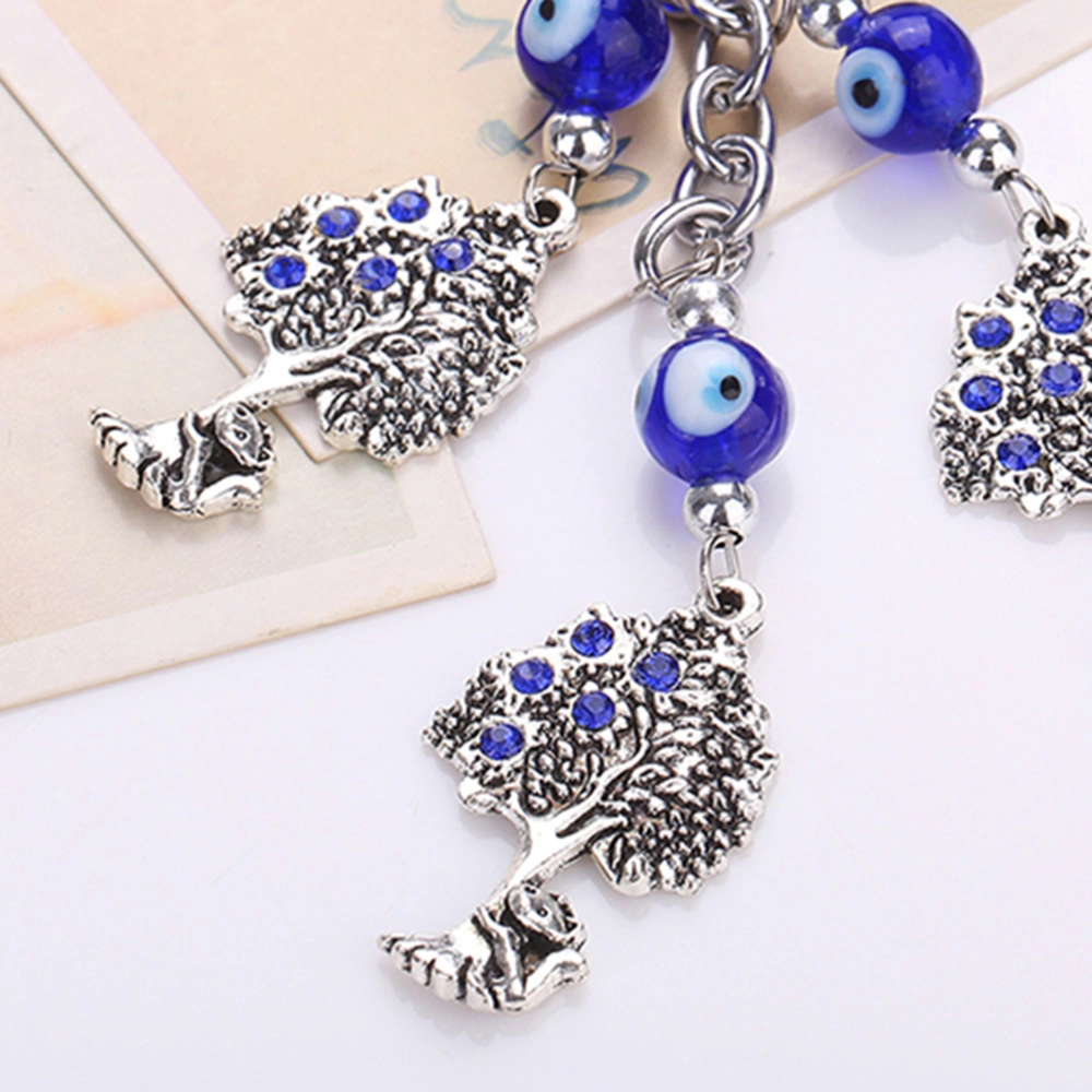 Creative Diamond-encrusted Key Ring Fruits Tree Shaped Charm Keychain Bag Pendant Jewelry Accessories Car Decoration (Blue)