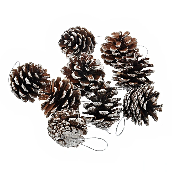 Christmas Tree Decorative Natural Pinecone Pine Nut Christmas Decoration - 9 pcs/set (Silver)