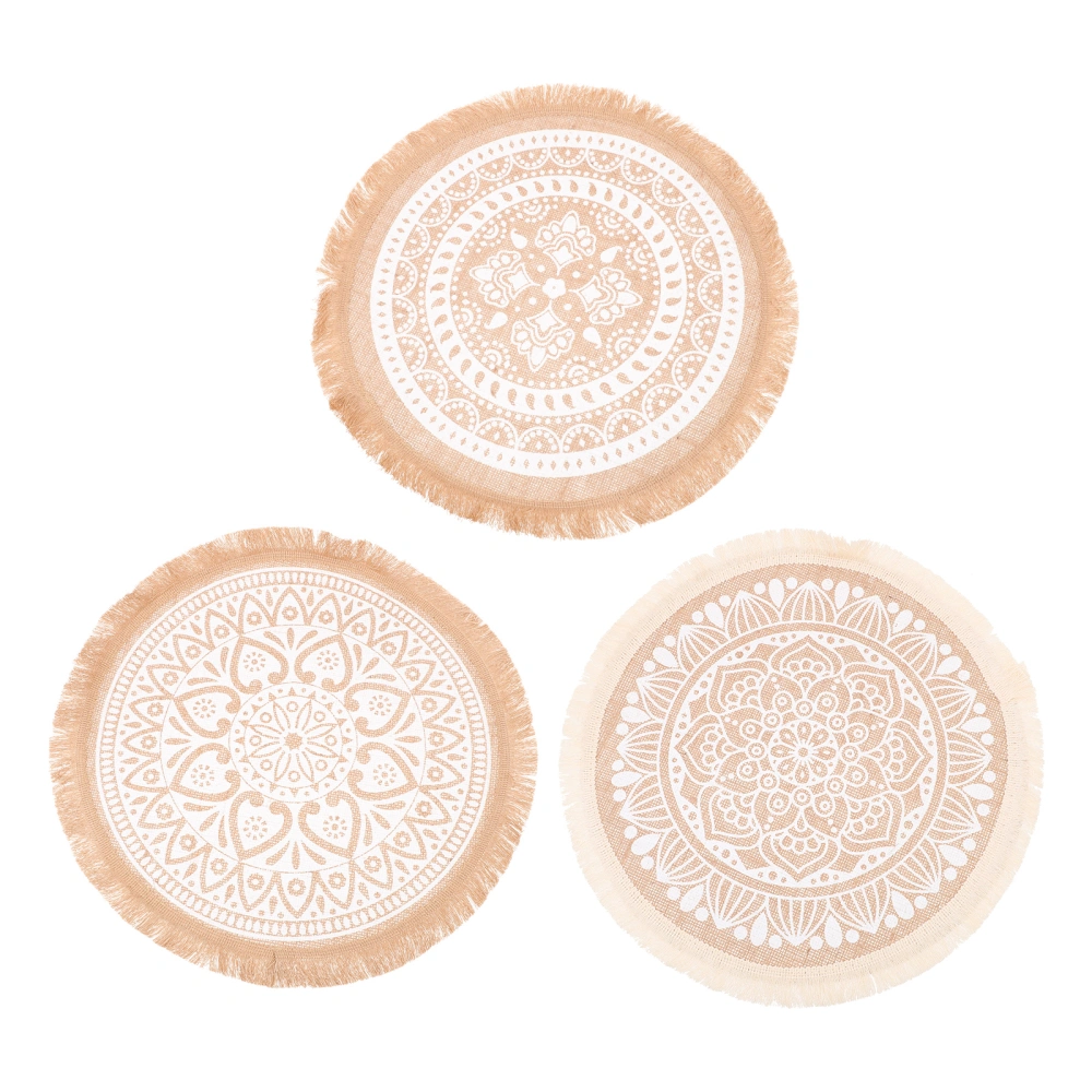 3Pcs Round Macrame Placemats Mandala Placemats Desktop Placemats Decors