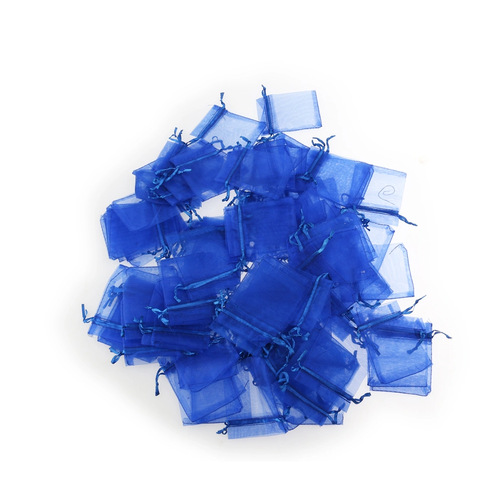 7*9cm Organza Drawstring Gift Bags Wedding Favor Bags Jewellery Pouches - 100 pcs/set (Dark Blue)