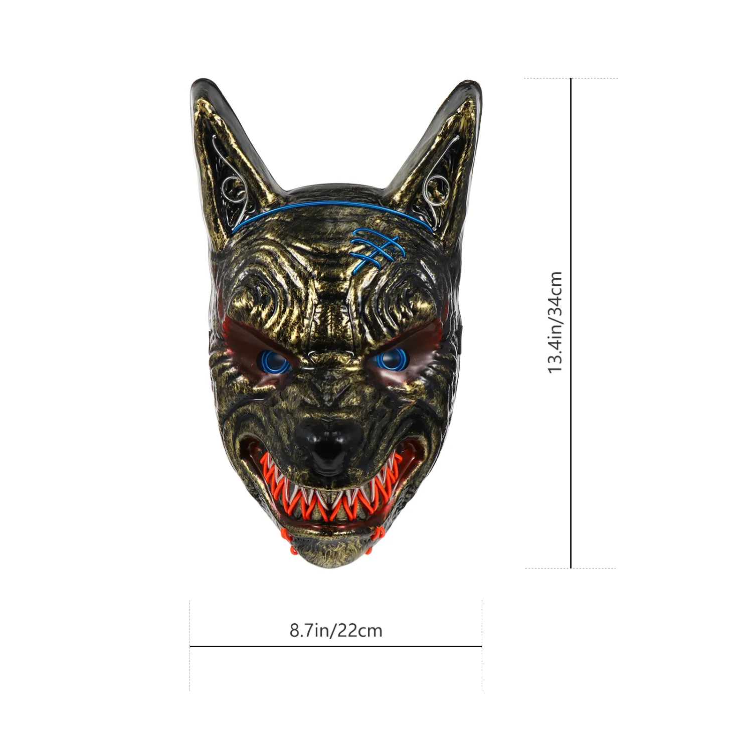 1Pc Halloween LED Mask Wolf Head Glow Mask Party Supplies Without Battery