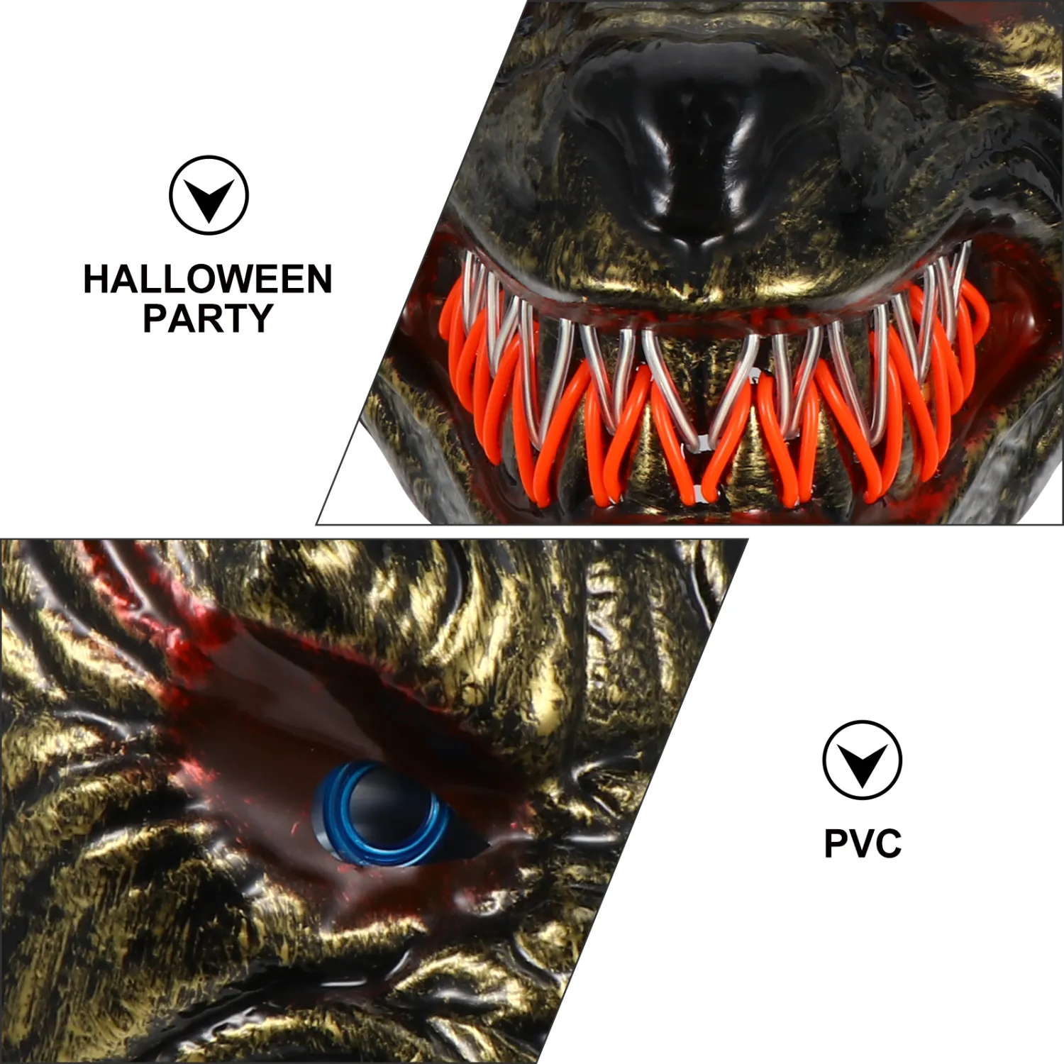 1Pc Halloween LED Mask Wolf Head Glow Mask Party Supplies Without Battery