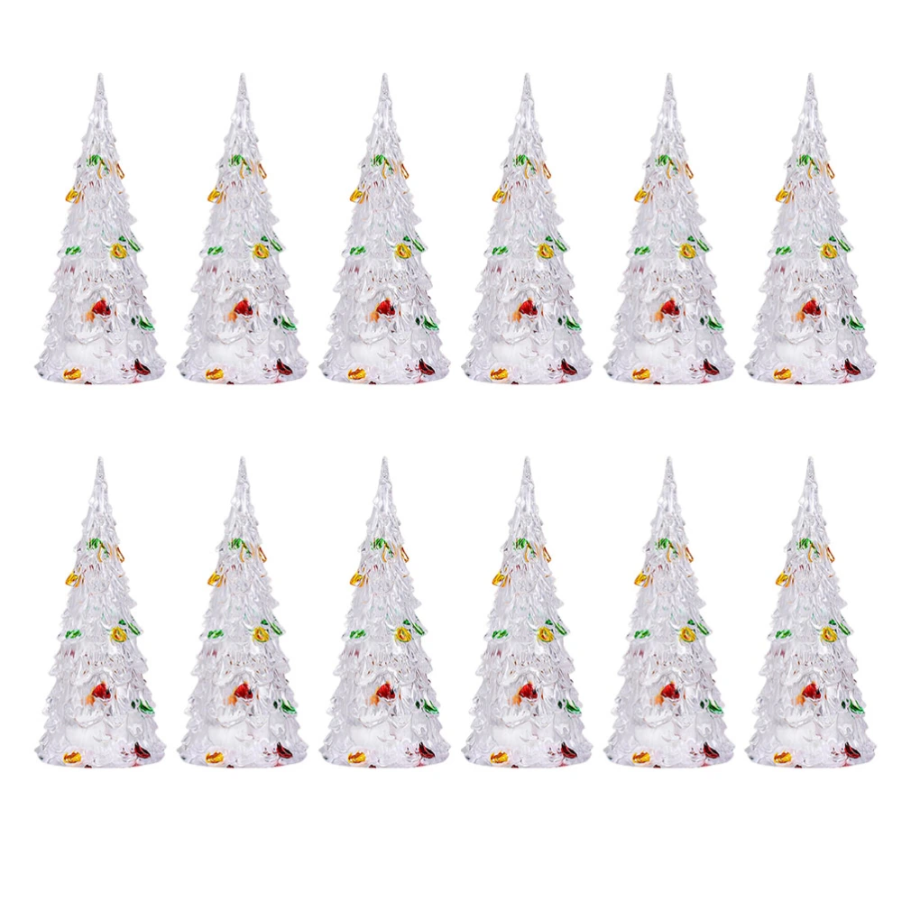 12Pcs Acrylic LED Colorful Xmas Tree Decors Delicate Xmas Luminous Adornments