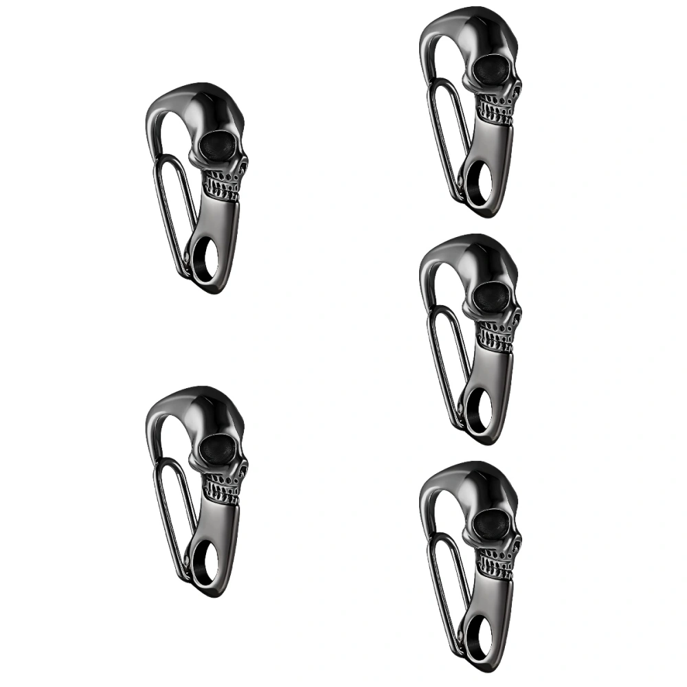 5pcs Skull Carabiner Stainless Steel Punk Style Skull Key Chain Dress up Accessories