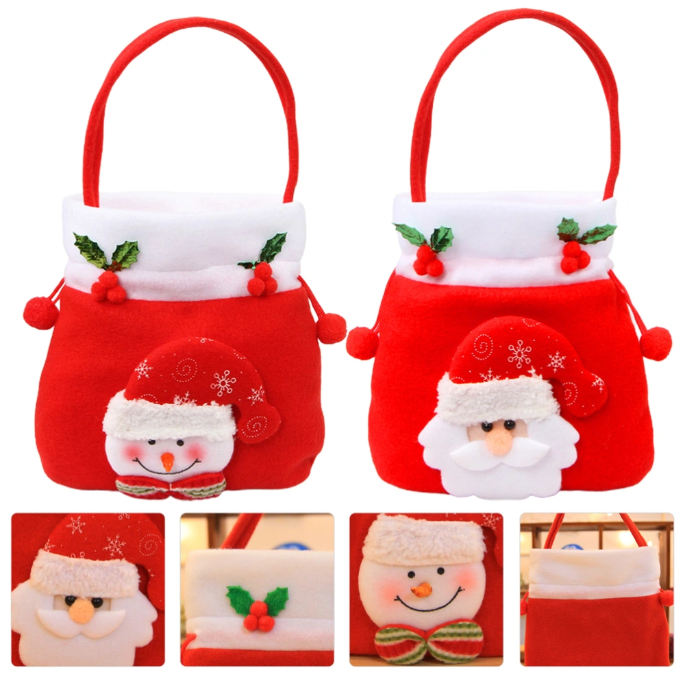 2pcs Portable Christmas Apple Bags Christmas Gift Pouches Lovely Candy Bags