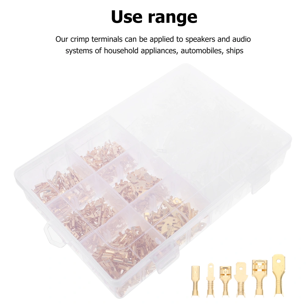 1 Box 720pcs Durable Wire Crimp Terminal Blocks with Nylon Sleeves Set (Golden)