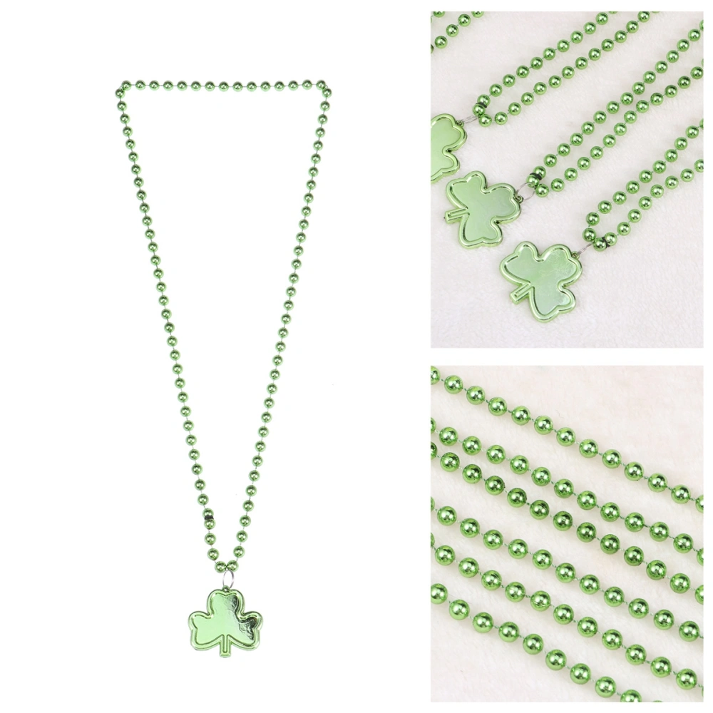 6pcs Bead Necklace Beautiful Fashionable Clover Decor Necklace for Woman Lady Female (Green)