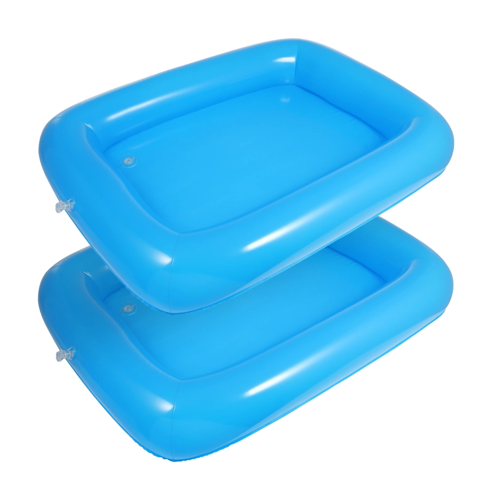 Hemoton 2PCS 30 x 22.4in Inflatable Pool Server Serving Bar Drinking Salad Buffet Cooler Tray for Beach BBQ Picnic Pool Party (Blue)