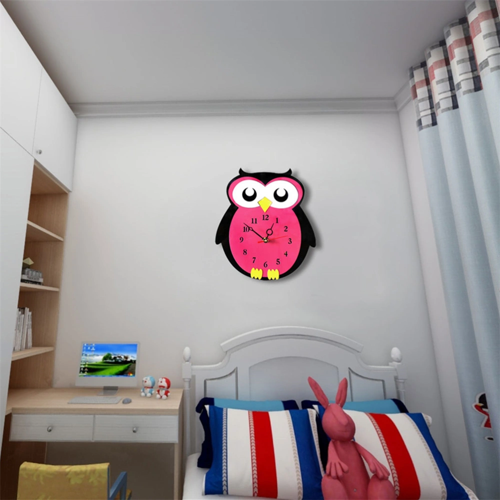 Modern Acrylic Wall Mute Wall Clock Colorful Cartoon Owl Clock Frameless Silent Room Home Decor (CC004)