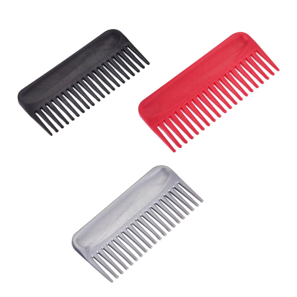 3pcs Plastic Wide Teeth Combs Smooth Non Tangling Haircut Combs for Salon Household (Black Grey Red)