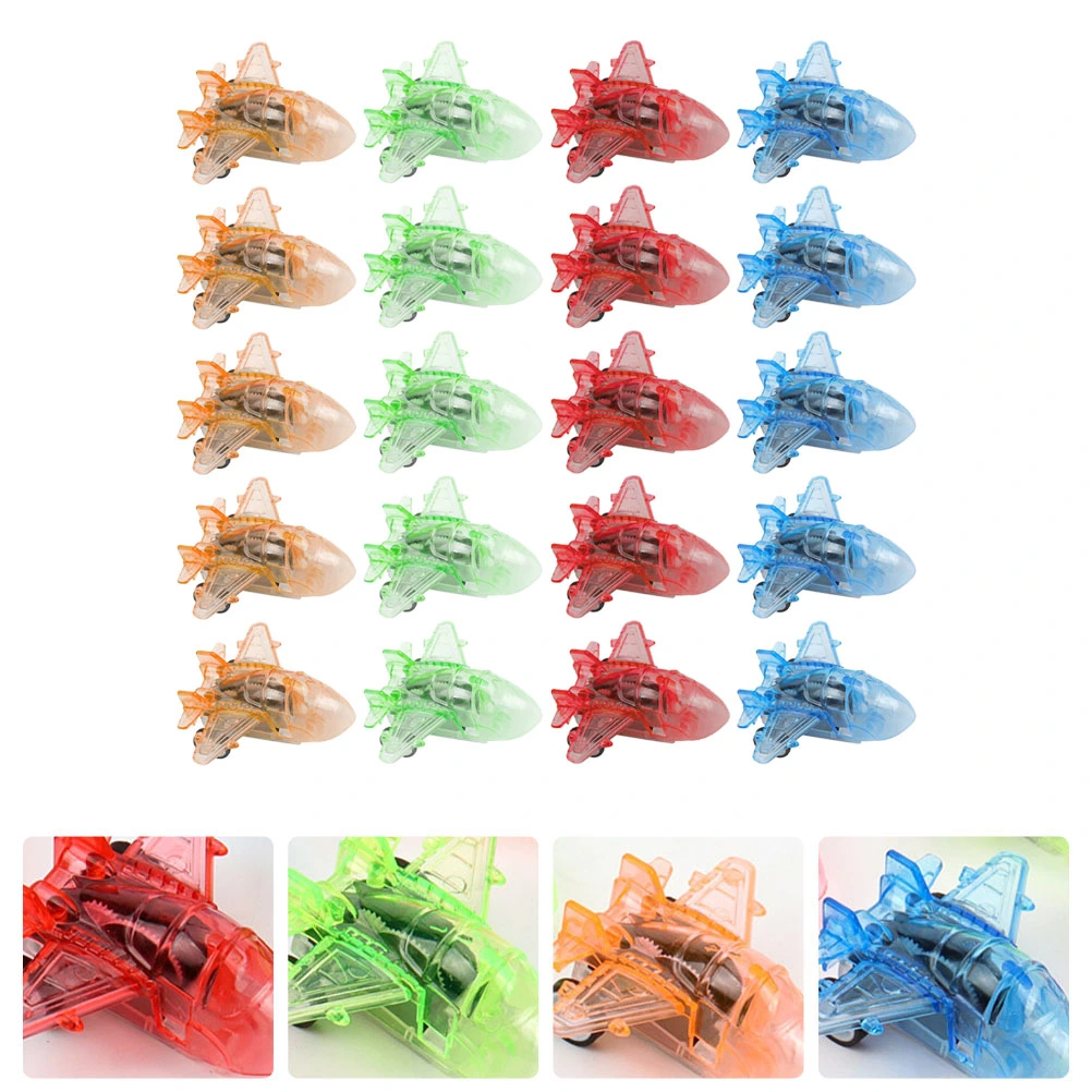 20pcs Pull Back Airplanes Toys Transparent Cartoon Plane Toys (Random Color)
