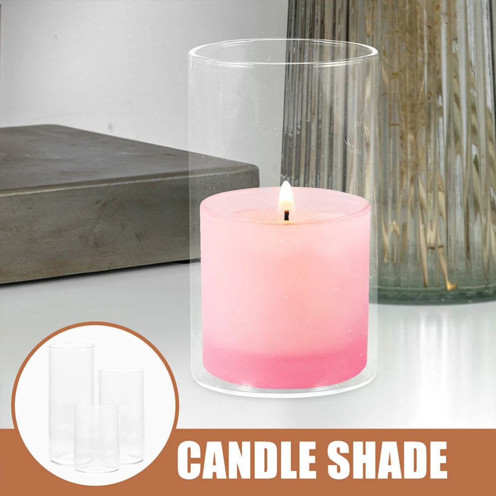 3Pcs Transparent Candle Protector Household Tea Light Cover Candle Cylinder Tube Cover