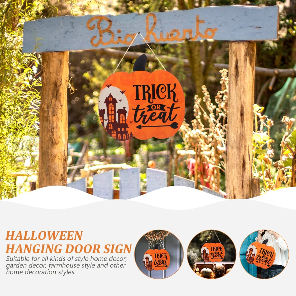 Halloween Themed Hanging Sign Trick or Treat Halloween Front Door Sign Decoration