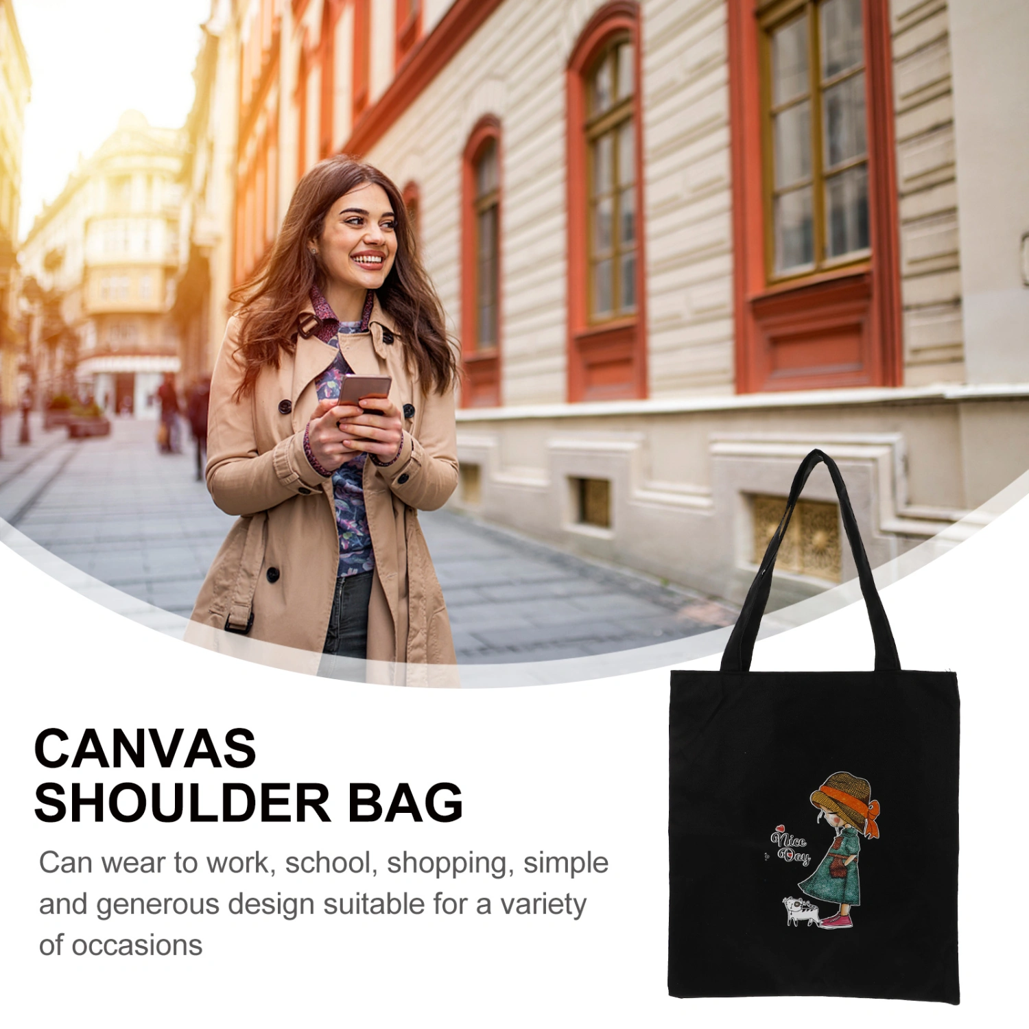 1pc Cross Body Bag Canvas Pouch Storage Pouch Shoulder Bag Student Bag