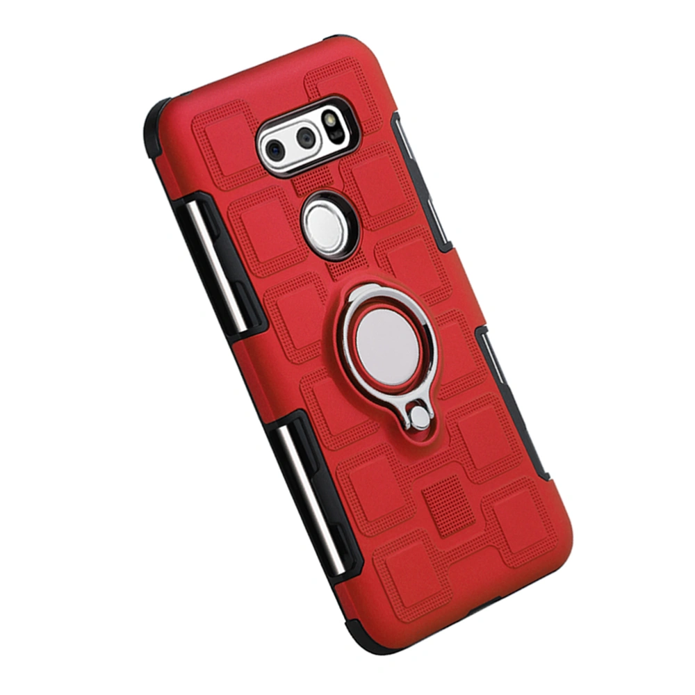 Phone Cover Two-in-one Hybrid Sturdy Durable TPU and PC Creative Three-dimensional Texture Car Magnetic Shock-resistant Anti-scratch Phone Case for LG V30 (Red)