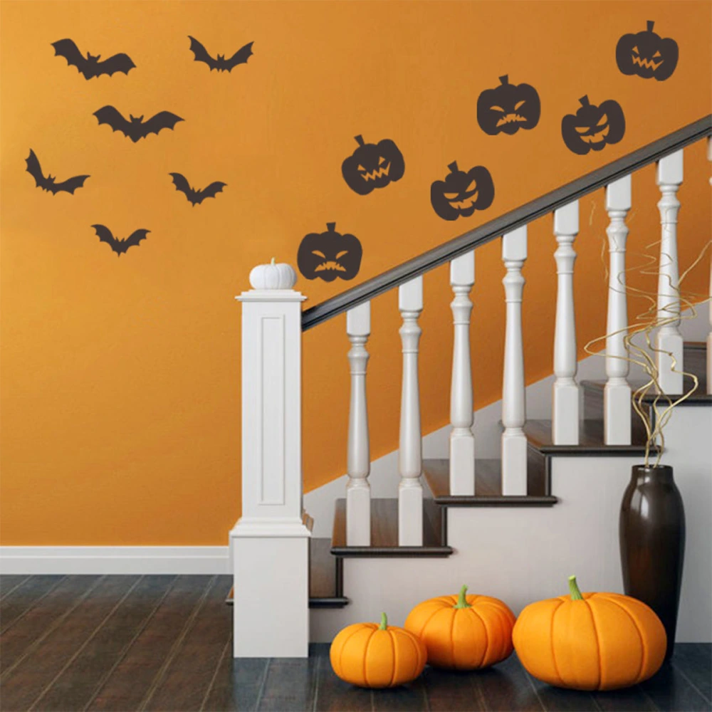 Halloween Sticker Pumpkin and Bat Wall Decals Window Stickers Halloween Decors