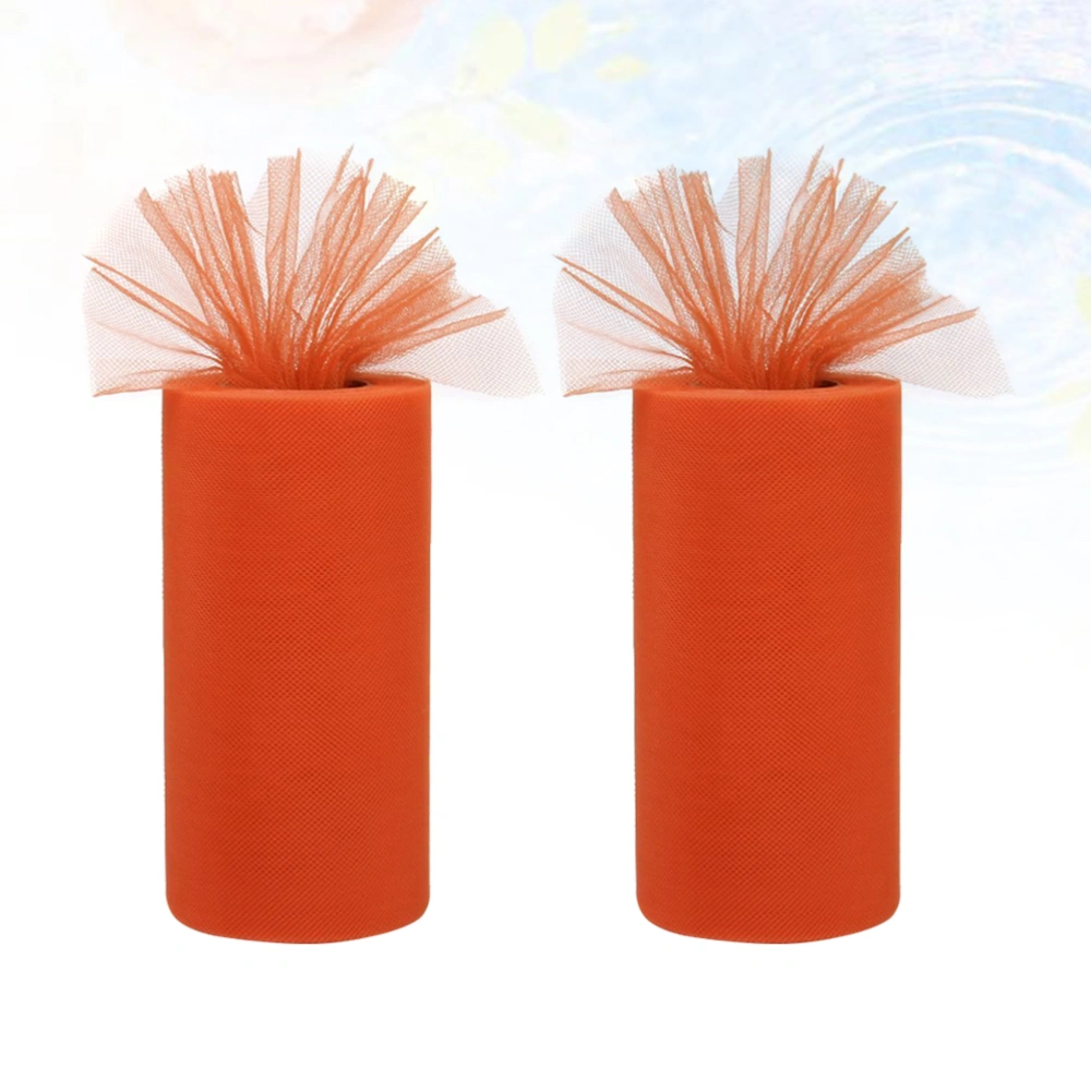 2 Rolls of Orange Tulle Fabric Roll for Wedding Party Bow Banquet Craft Favor Decoration