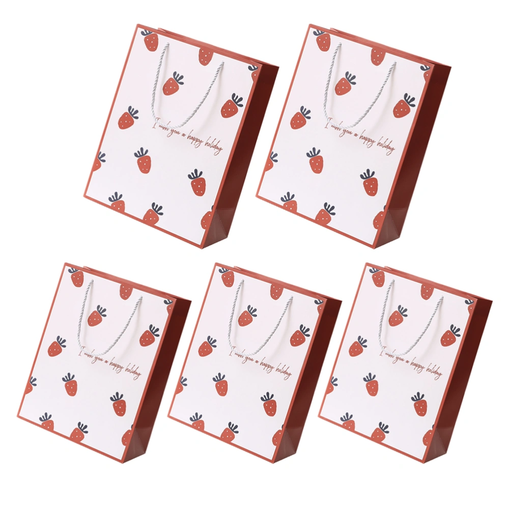 5pcs Adorable Storage Bag Delicate Portable Gift Case Creative Festival Strawberry Birthday Gift Tote Bag (Size S)