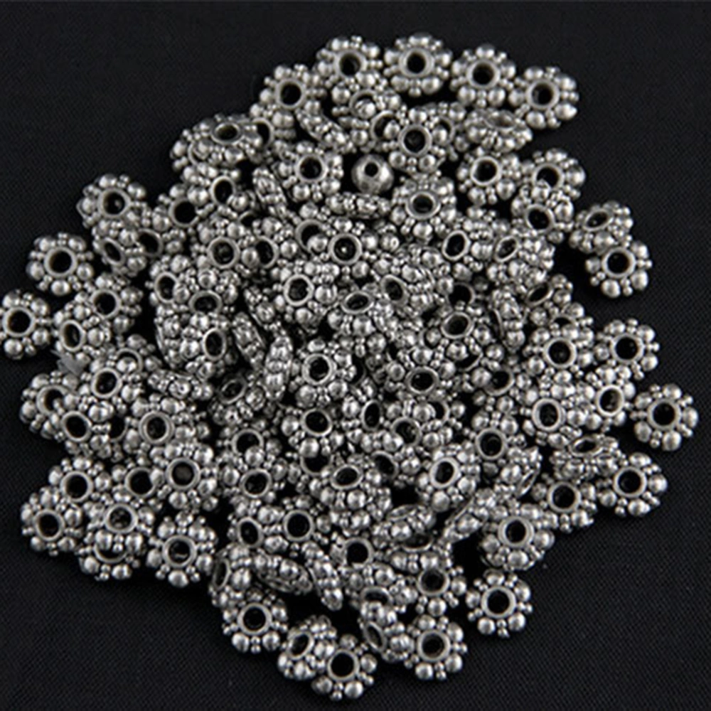 200Pcs 4mm Antique Tibetan Silver Daisy Spacer Metal Beads for DIY Jewelry Makings