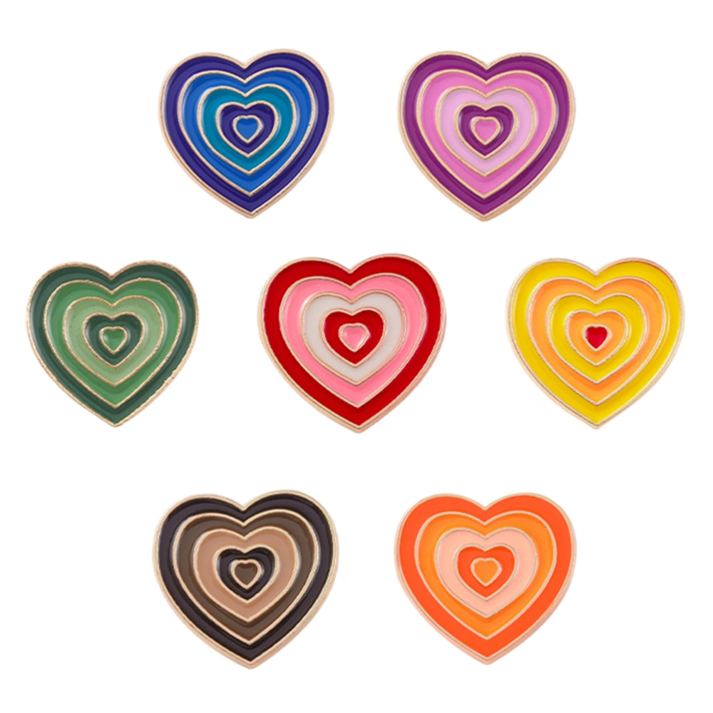 7pcs Heart Designed Badges Fashion Gift Breast Pin Festival Clothing Accessories