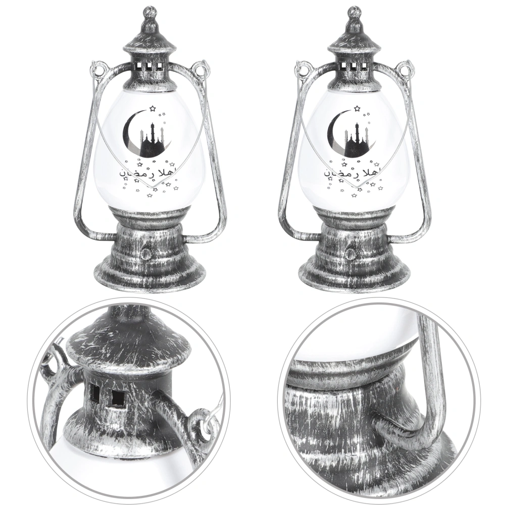 2pcs Decorative Ramadan Element Lantern Decor Arabic Style Lamp Battery Operated Lamp Decor