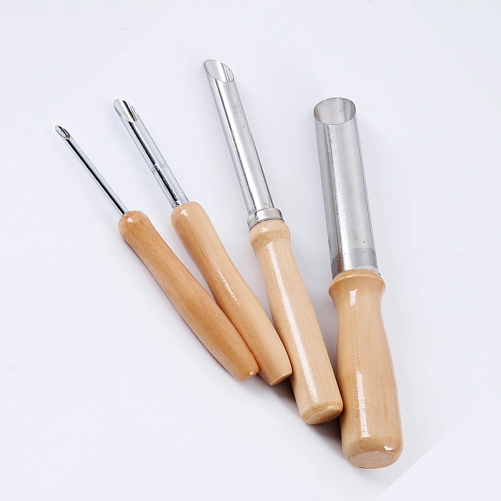 4Pcs Stainless Steel and Wood Circular Clay Hole Cutters for Pottery and Sculpture