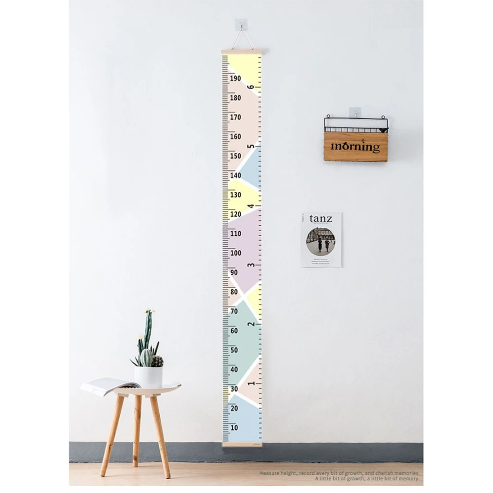 Wall Ruler Growth Chart Height Growth Chart Wood and Canvas Baby Growth Chart for Nurseries Bedrooms Wall Decor  (Macaron/With Pine)