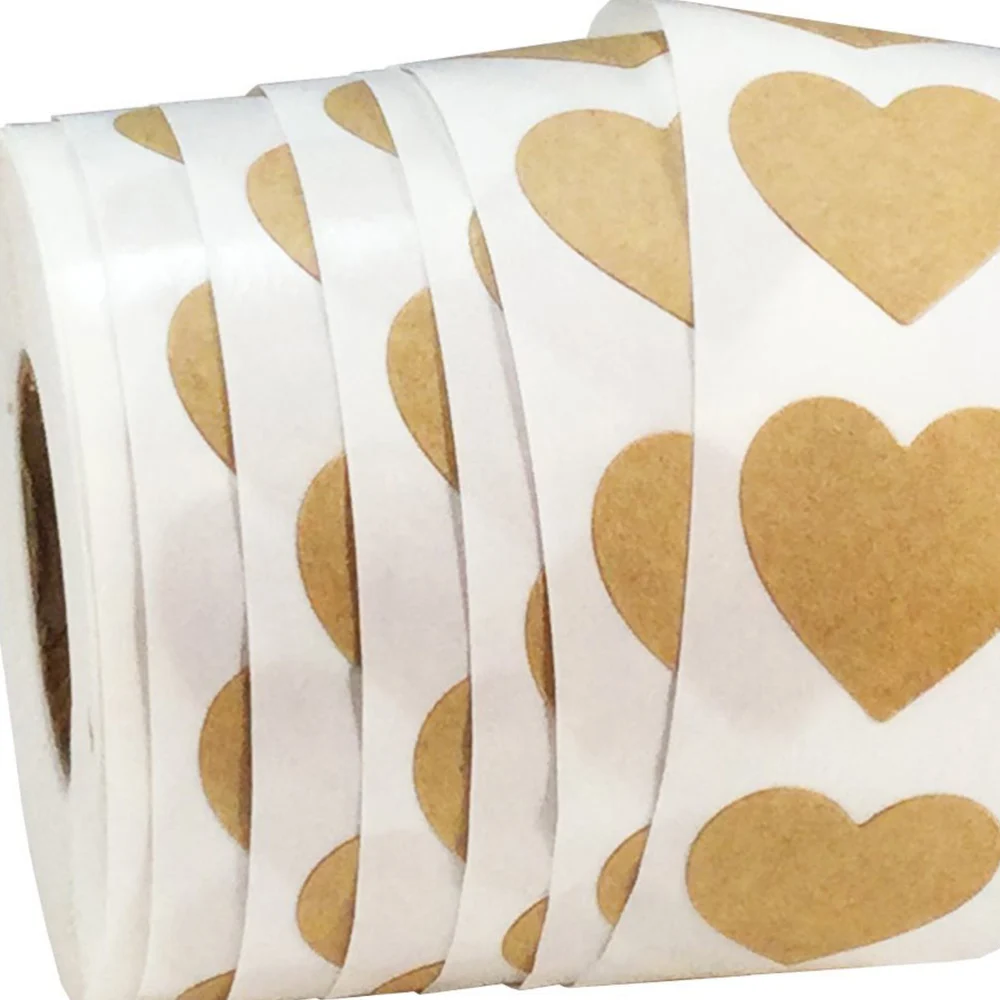 1 Roll Heart Shape Sticker Self-adhesive DIY Sticker Gift Packing Label Wrapping Stickers for Valentine's Day