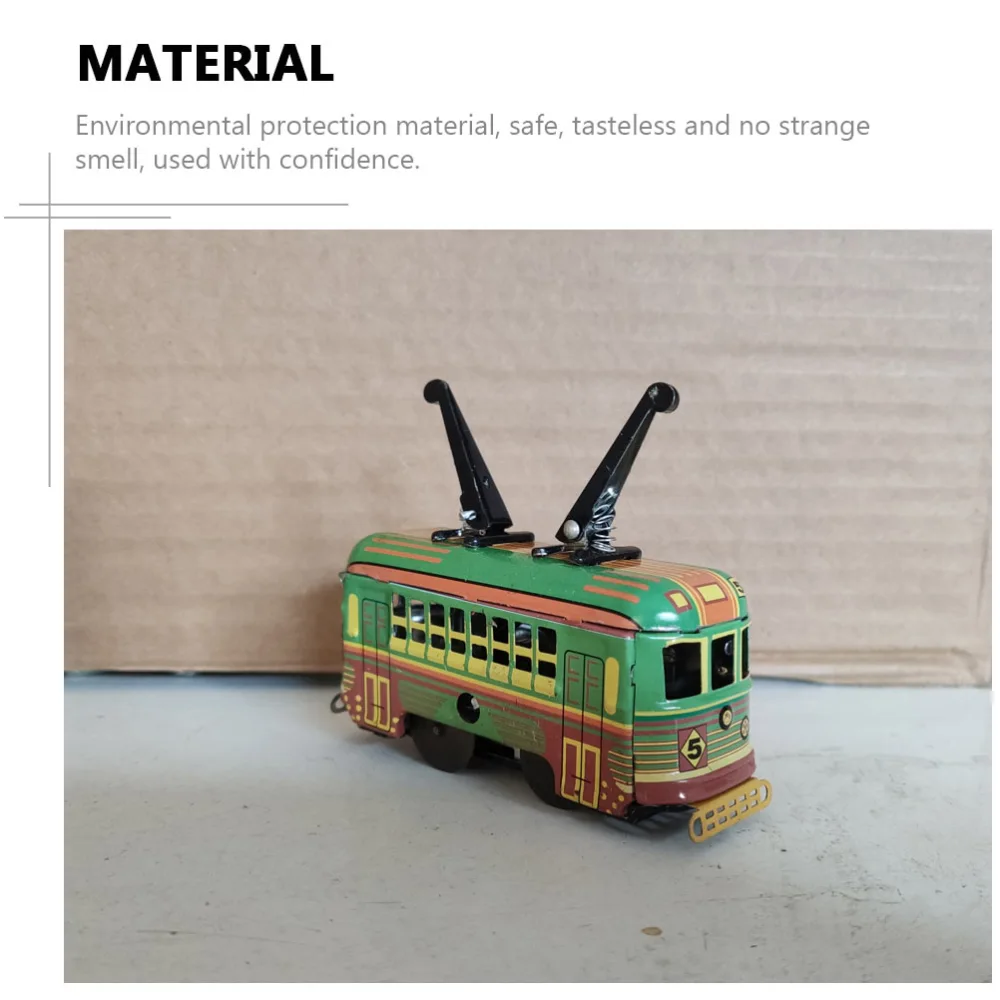 1pc Vintage Style Iron Wind-up Tramcar Toy Retro Iron Wind-up Plaything