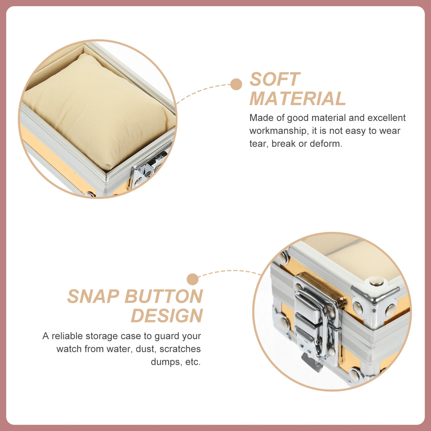 Single Grid Wrist Watch Box Stainless Steel Watch Box Case with Clear Lid