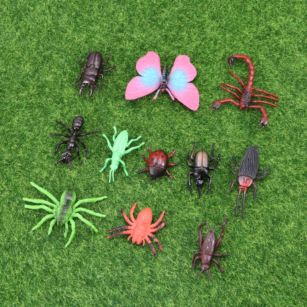 12pcs Simulated Insect Model Toys Plastic Educational Science Toys Safety Mini Animal Model