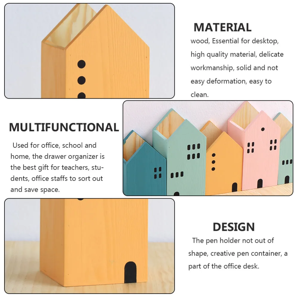 1pc Students Pen Holder House Shape Desktop Organizer Pen Container Table Decor